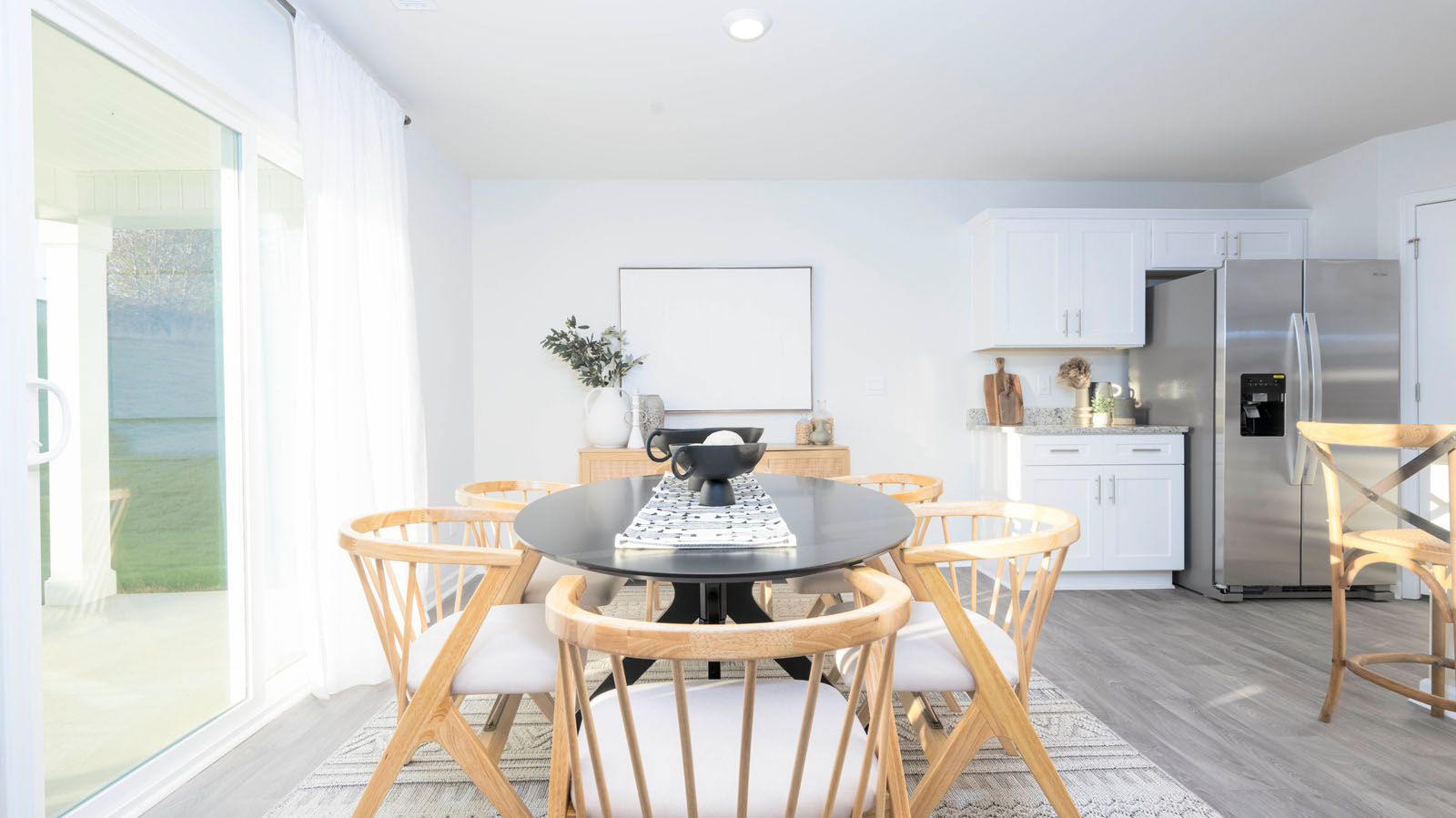 dining area with patio door