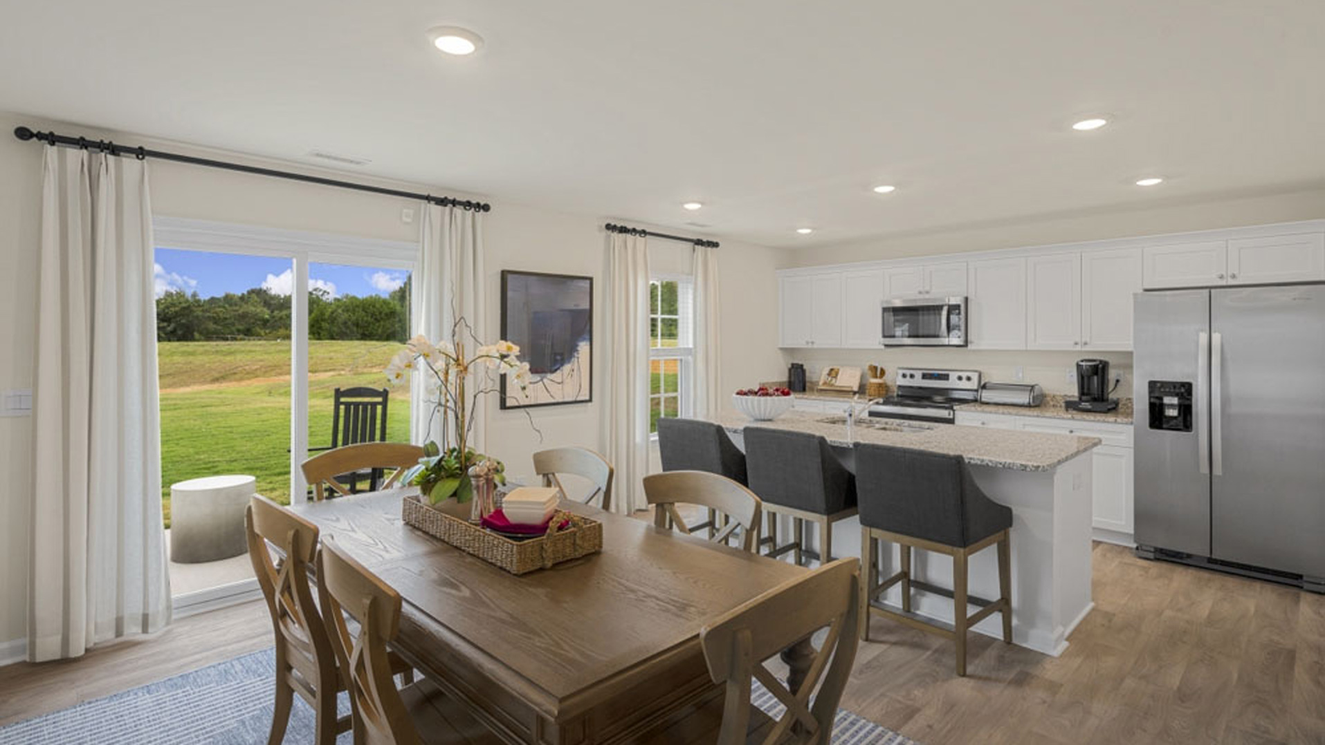dining room with patio view