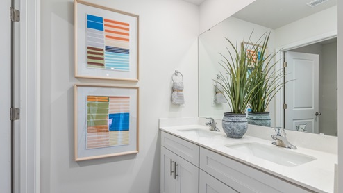bathroom with dual sinks