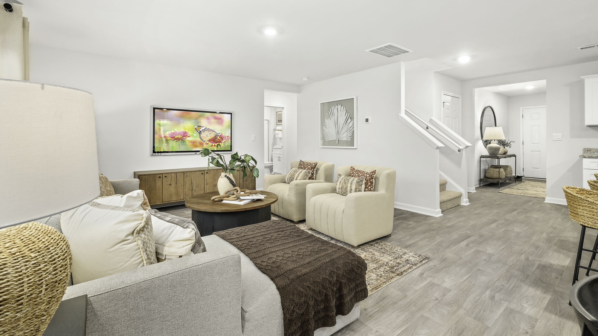 living room with vinyl flooring
