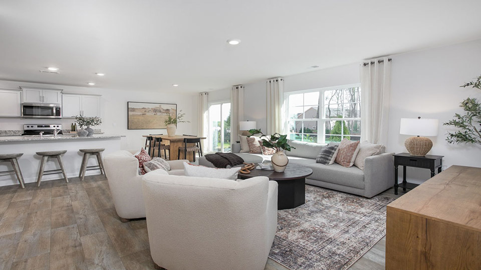 living room with windows