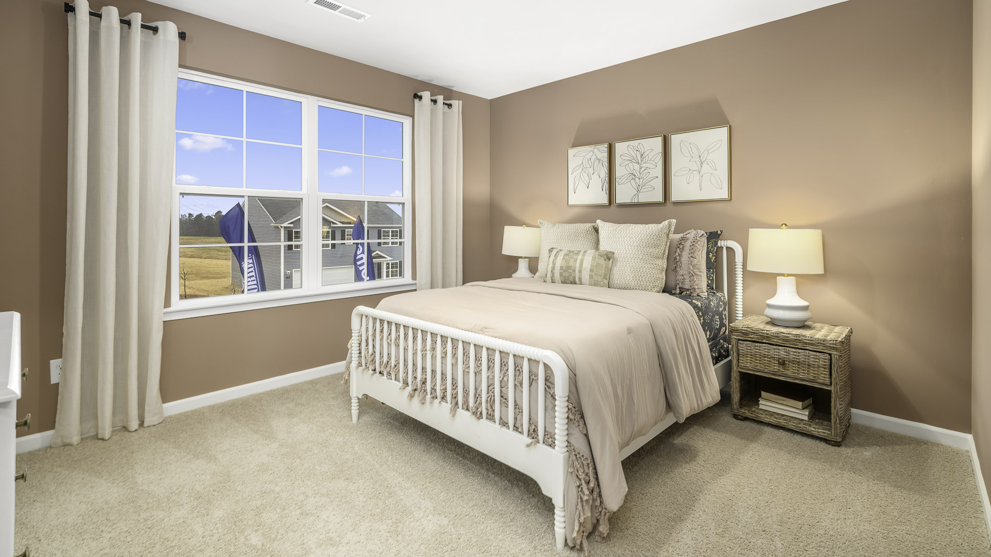 guest bedroom with carpet