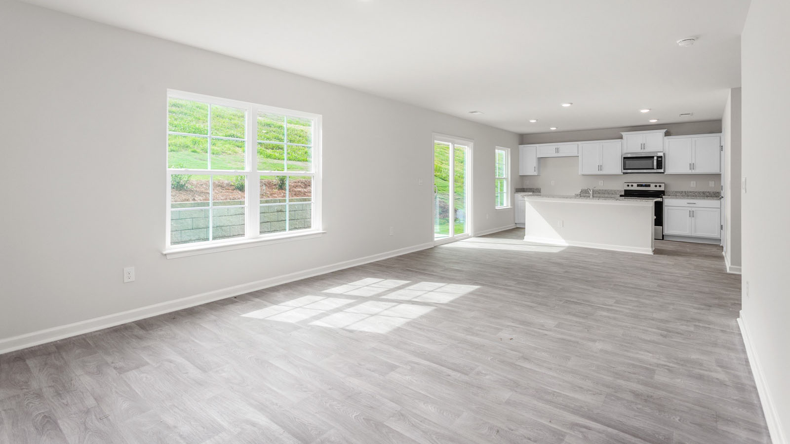living area and kitchen view