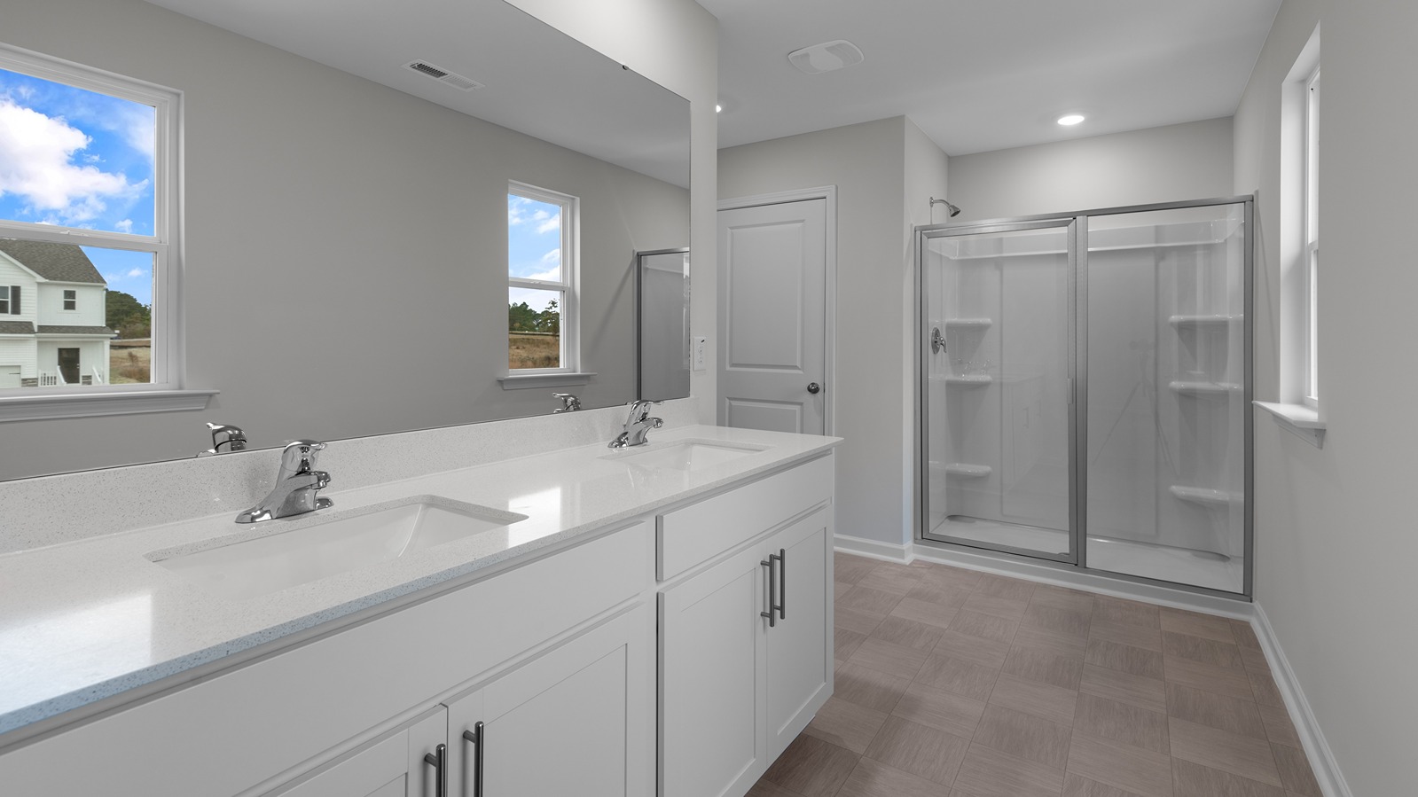 DOUBLE BOWL SINK FLAT BIRCH IN PRIMARY BATH