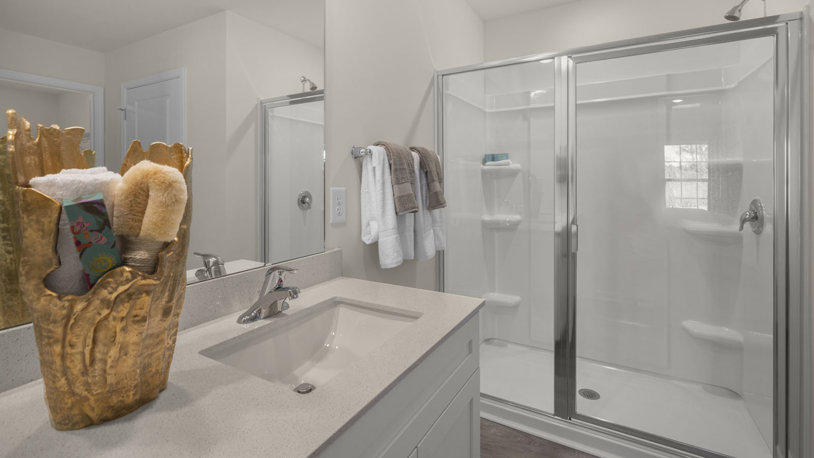 primary bathroom with walk in shower