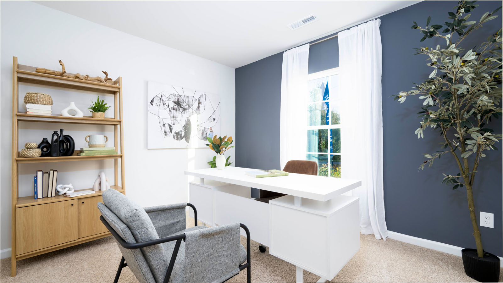 home office set up in a bedroom