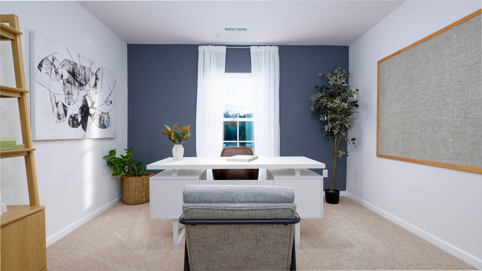 home office set up in a bedroom