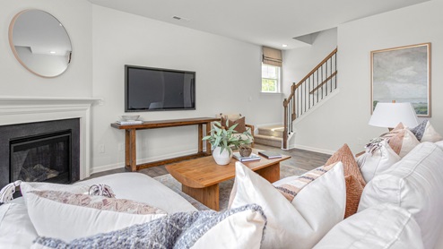 living room with fireplace
