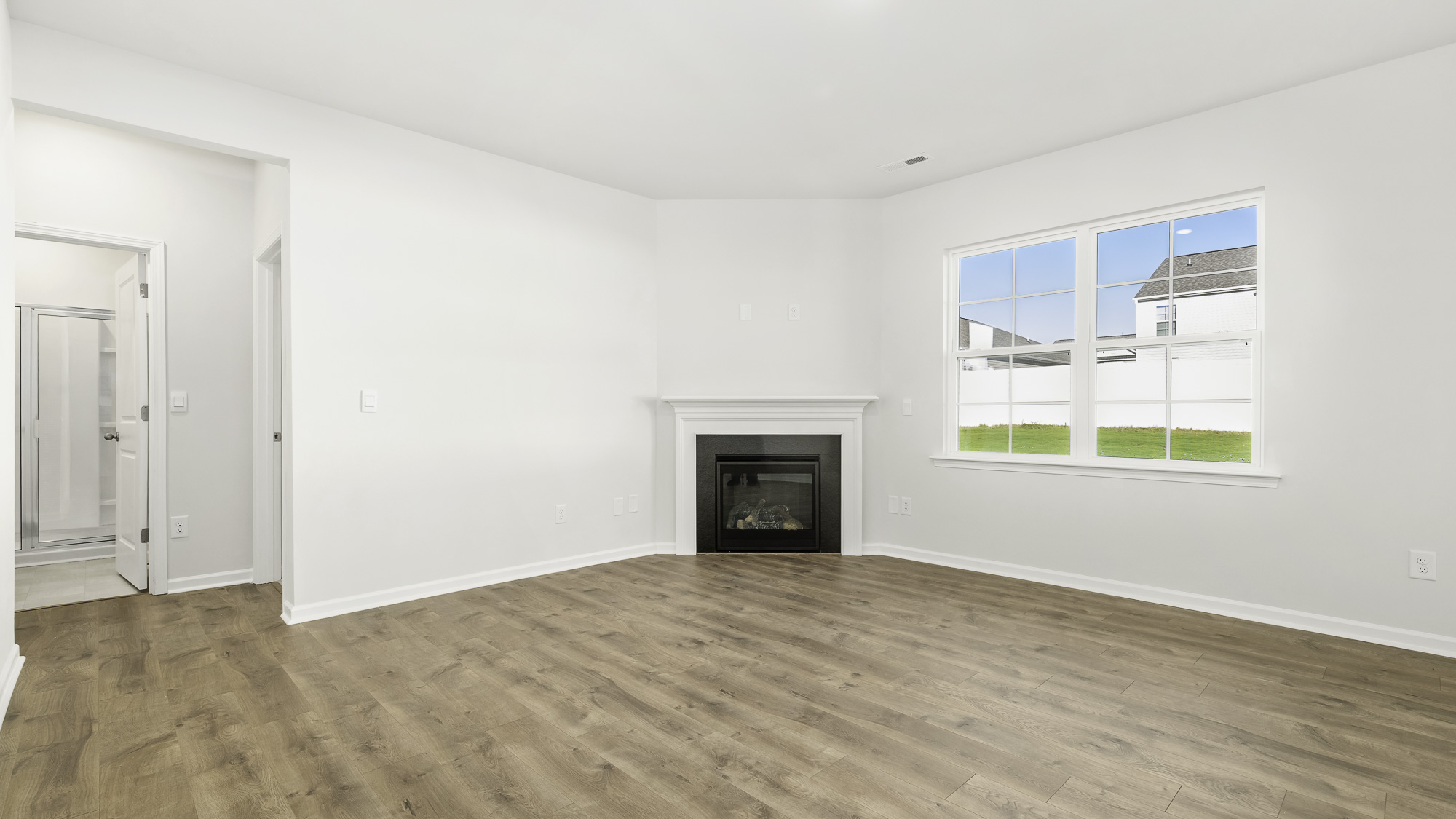 living area with fire place