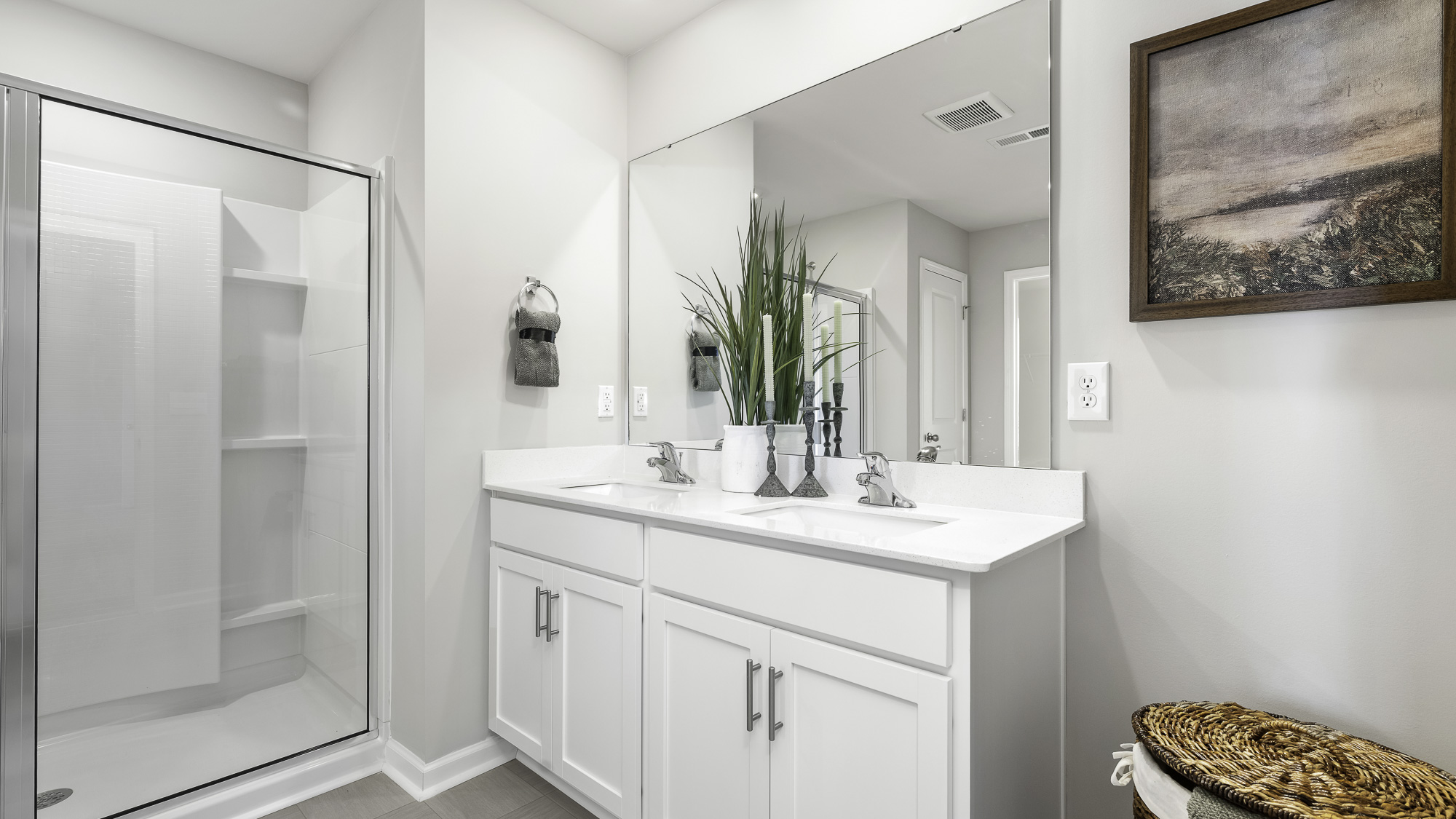 primary en suite bathroom with walk in shower