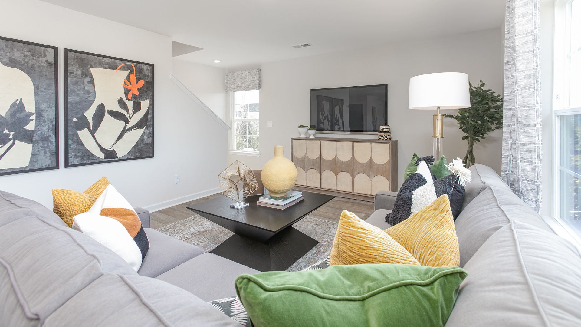 living room with vinyl flooring