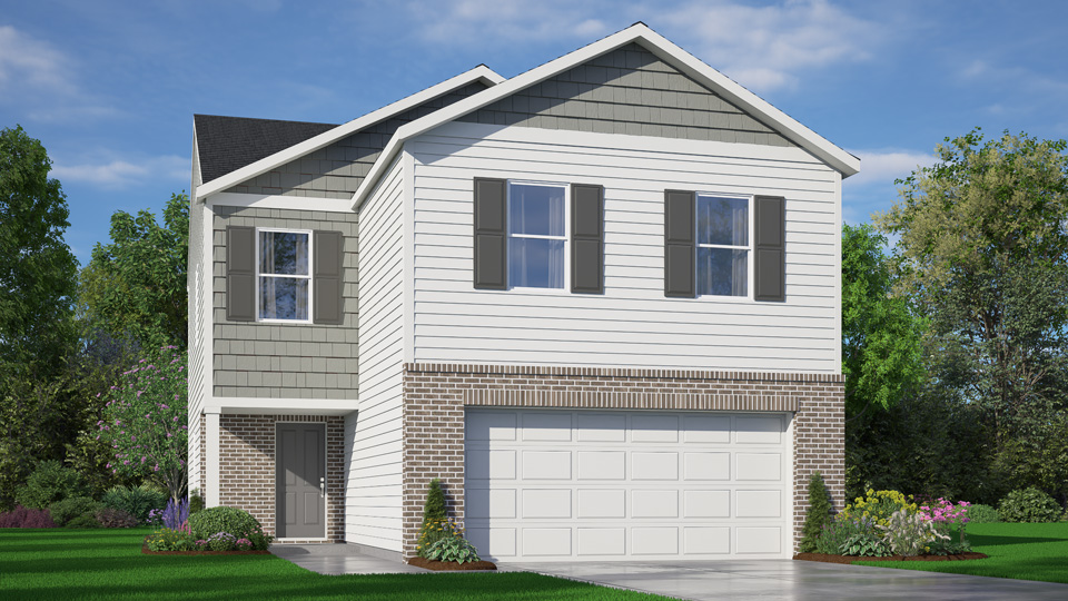 2 story home with brick