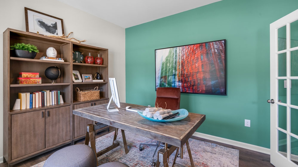 office space with french doors and natural light