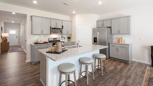 Kitchen with stainless steel appliances and granite countertops