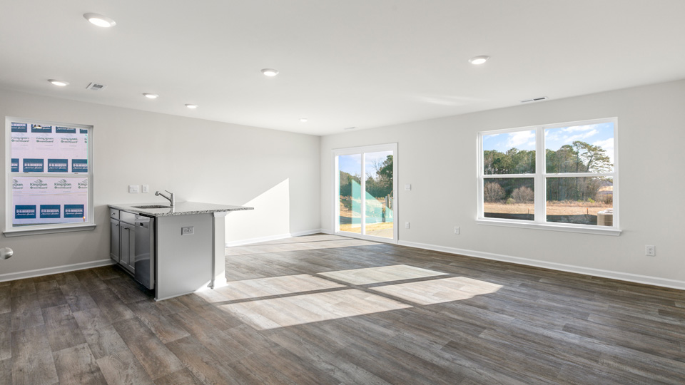 Living area with revwood flooring