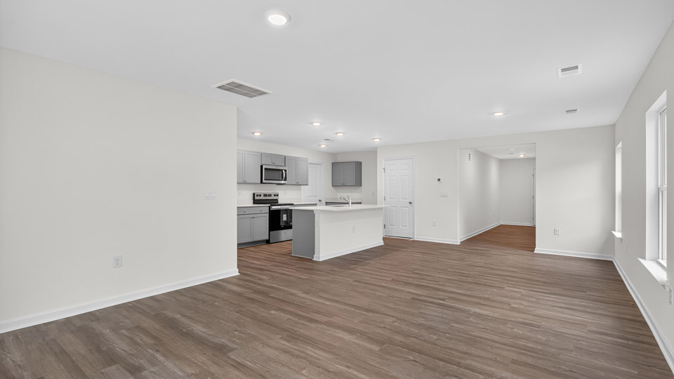 living room with revwood floring