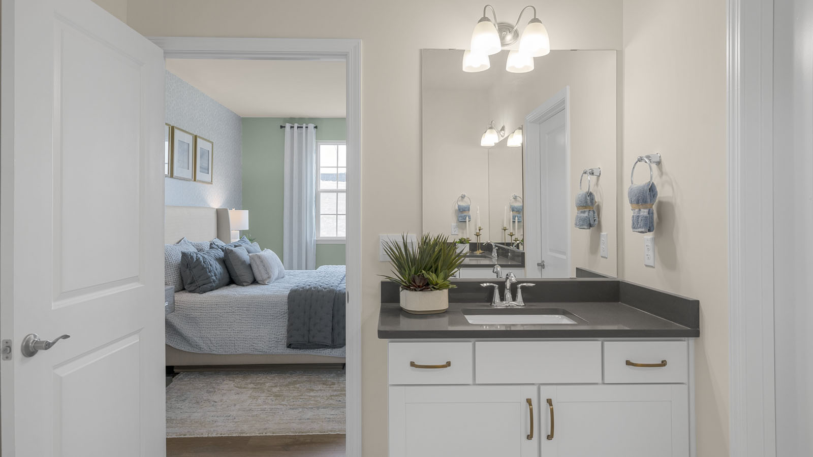bathroom with quartz countertops