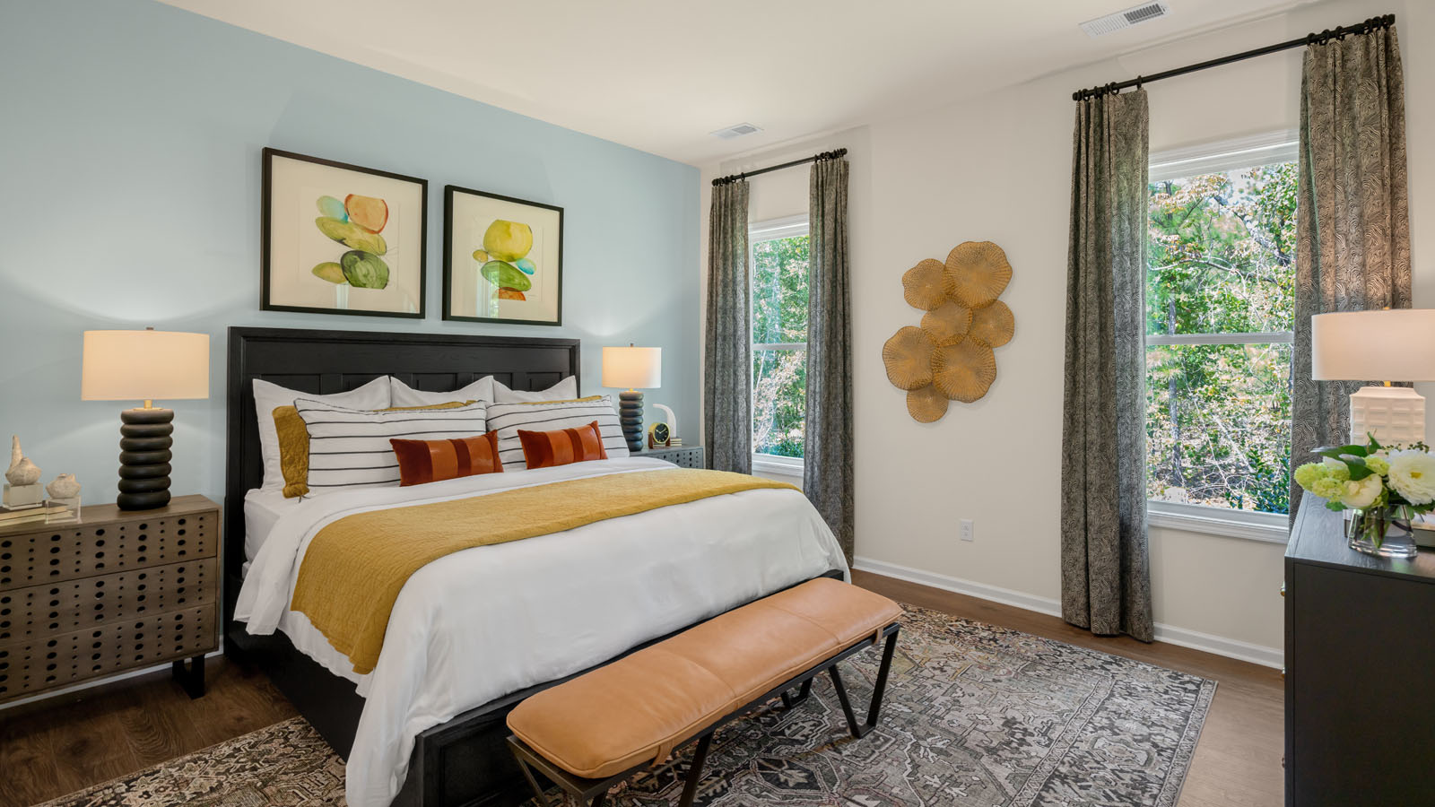 bedroom with revwood flooring