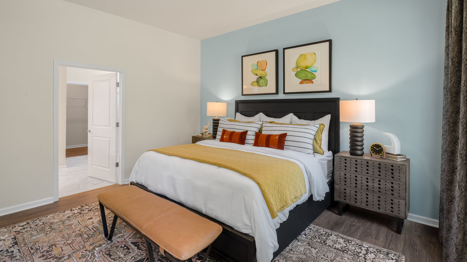 bedroom with revwood flooring