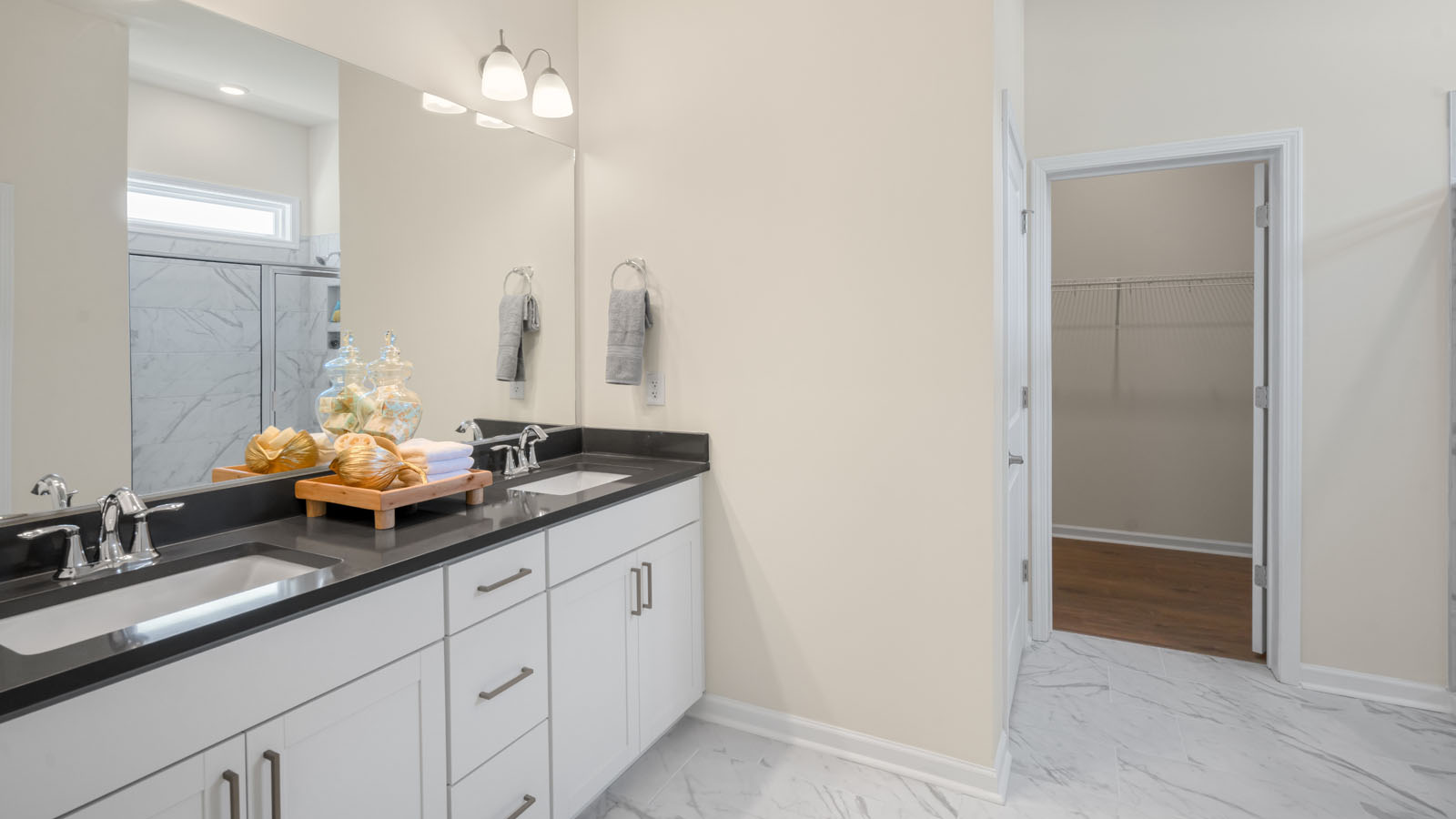 bathroom with quartz countertops