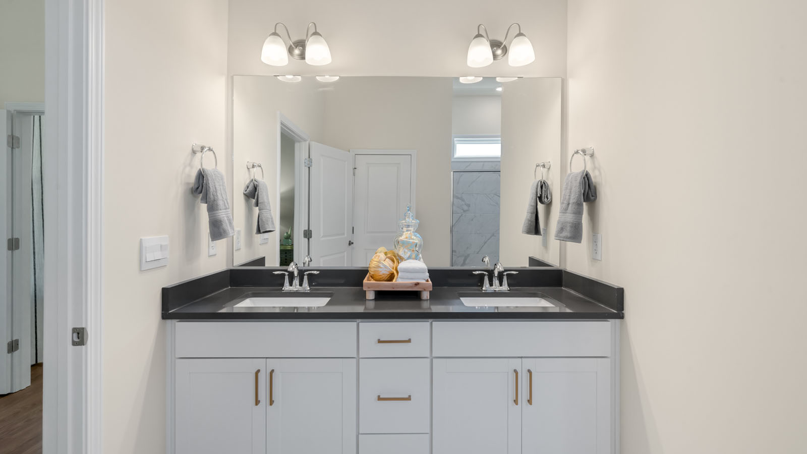 bathroom with quartz countertops