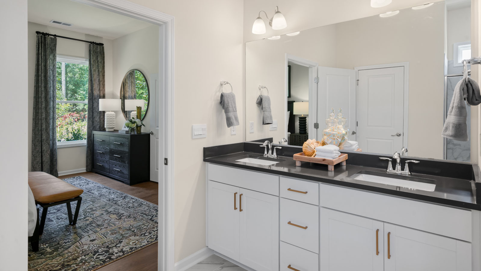 bathroom with quartz countertops