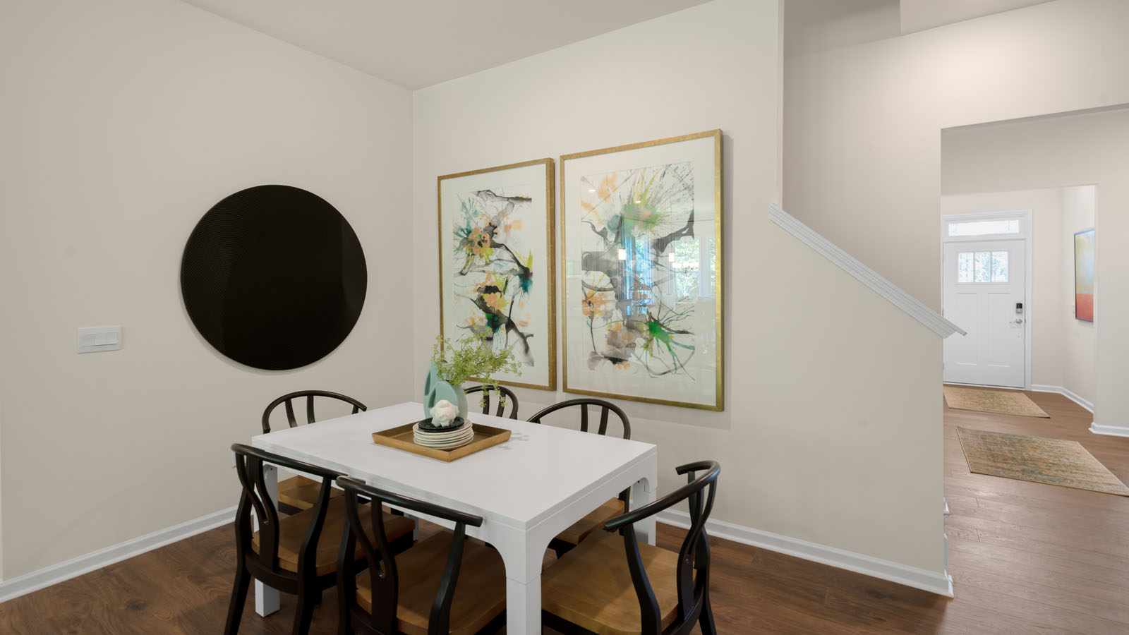 dining area with revwood flooring