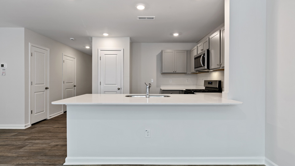 Kitchen with grey cabinets