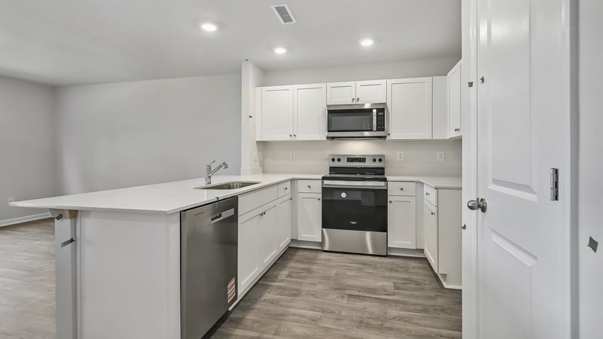 Kitchen with white cabinets