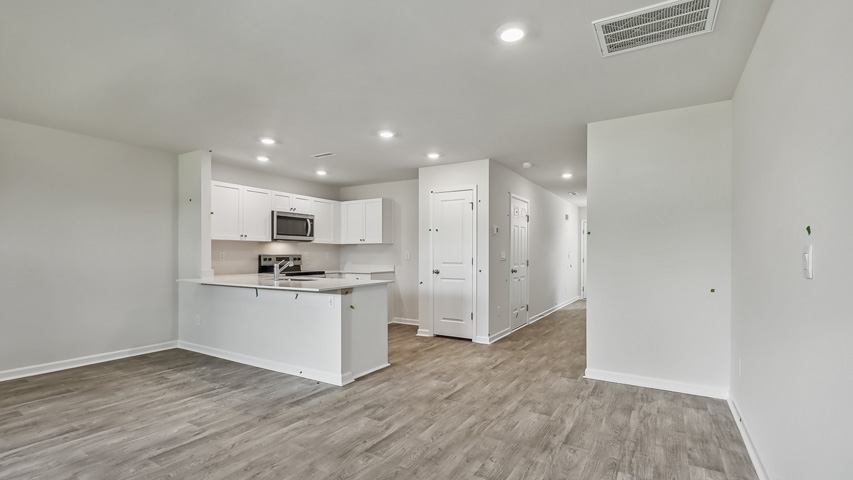 Living area with revwood flooring