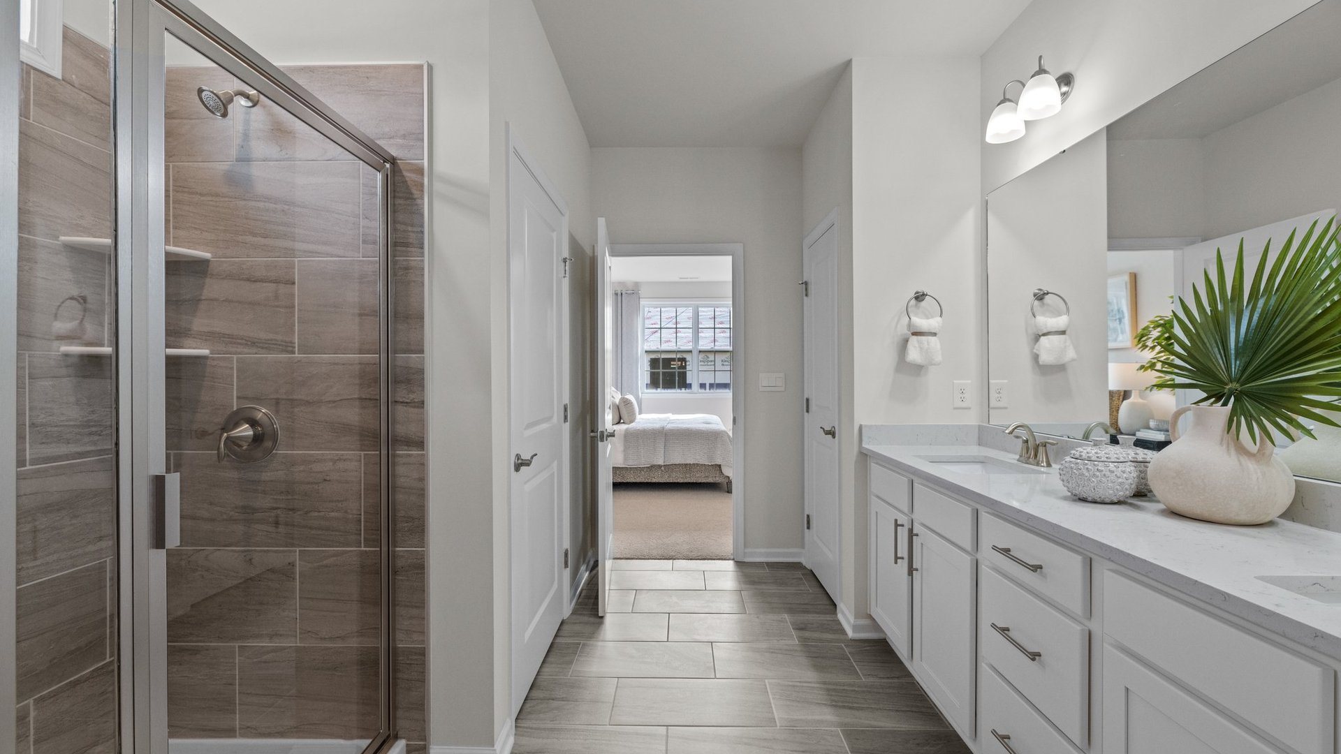 Primary bathroom with dual sinks