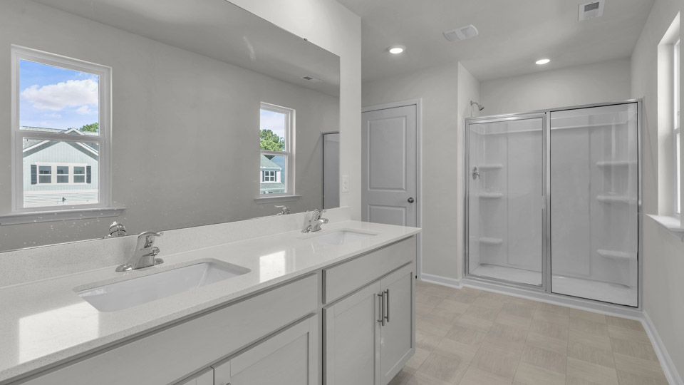 bathroom with quartz countertops