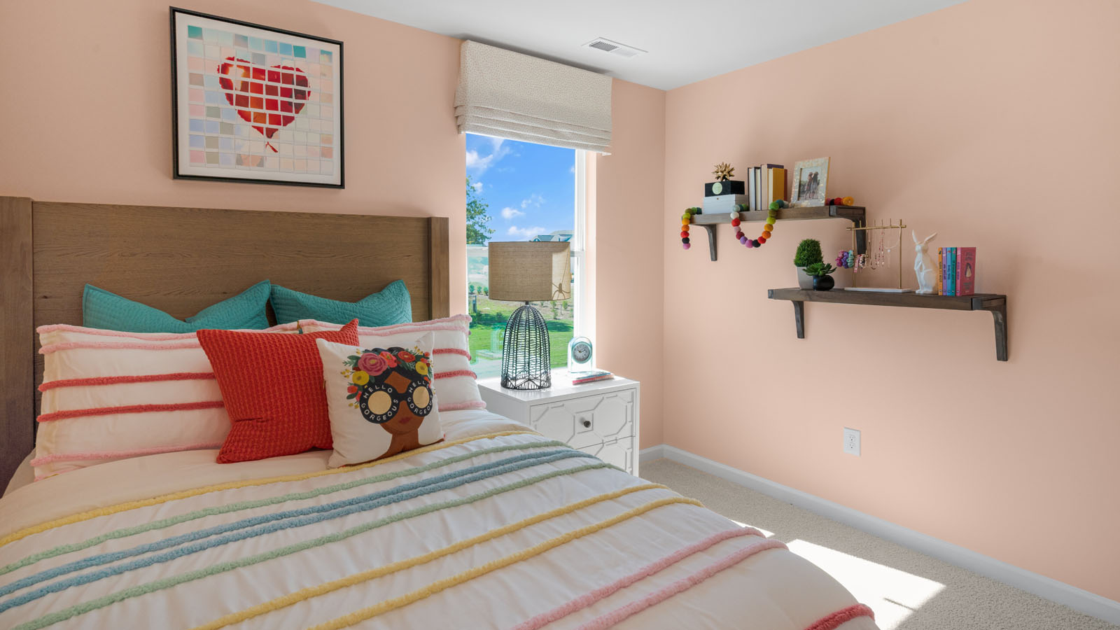 bedroom with natural lighting and carpet flooring