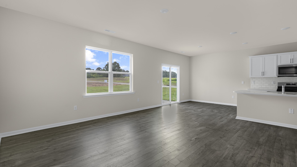 Living area with revwood flooring