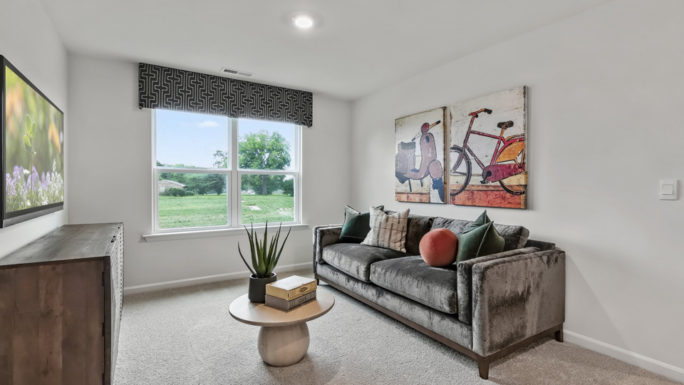 loft with carpet flooring