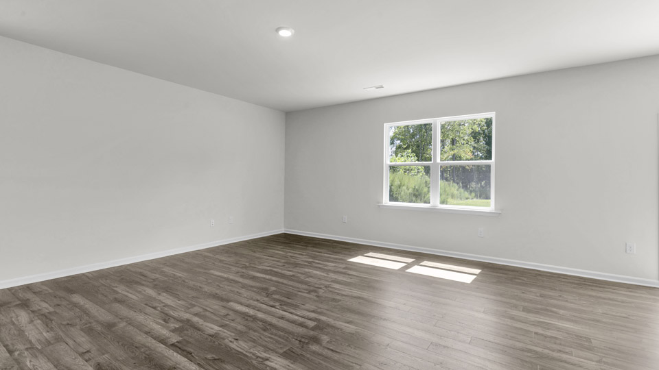 living room with revwood flooring