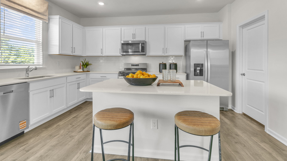 Kitchen with white cabinets