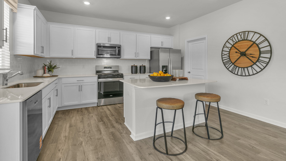 Kitchen with white cabinets