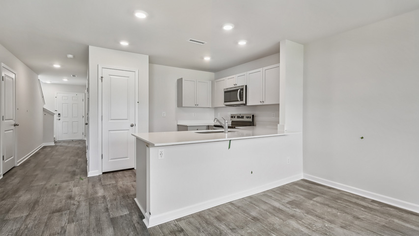 Kitchen with grey cabinets