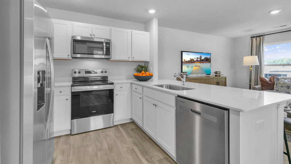 Kitchen with white cabinets
