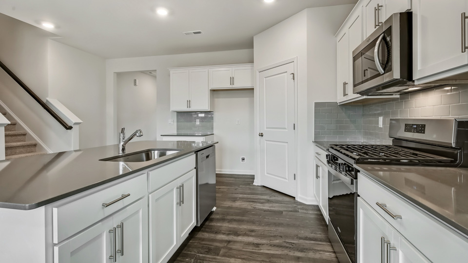 Kitchen with white cabinets