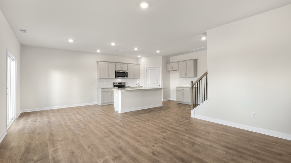 Living area with revwood flooring