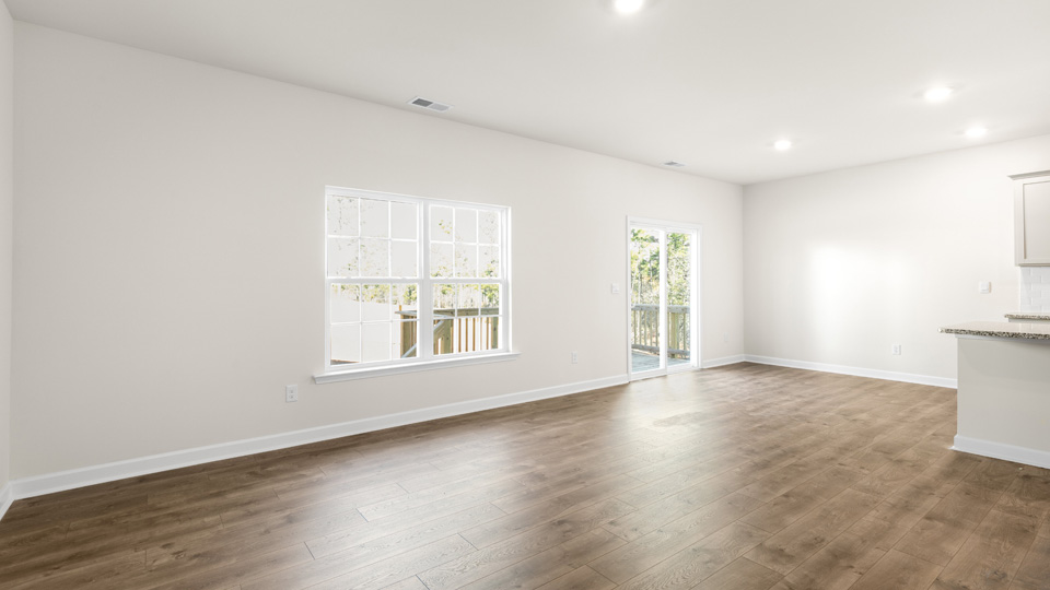 Living area with revwood flooring