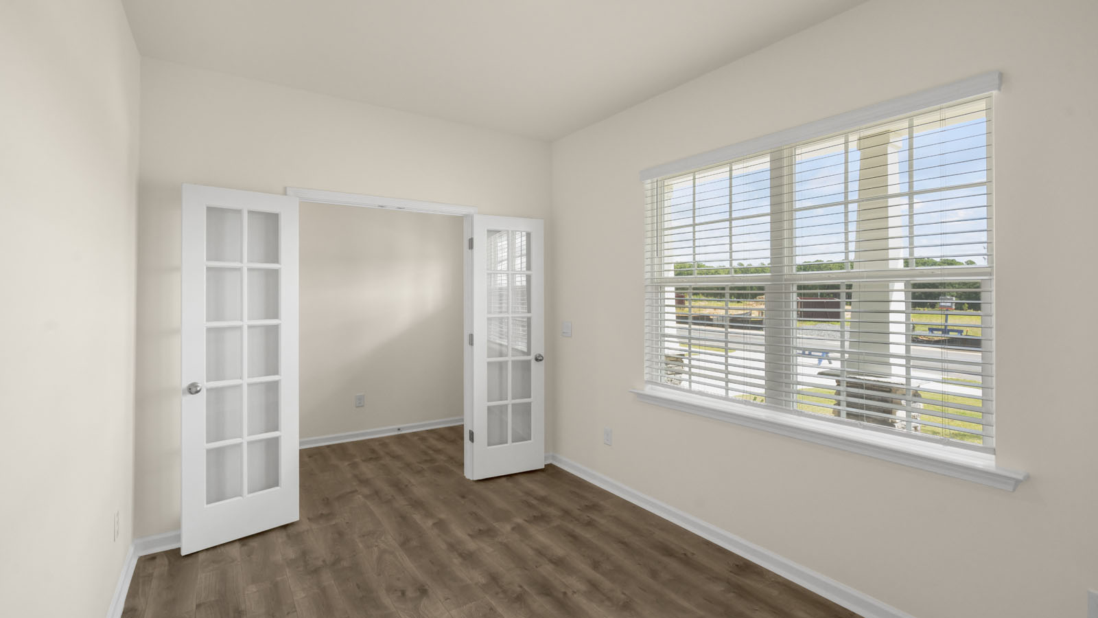 Flex room with french doors