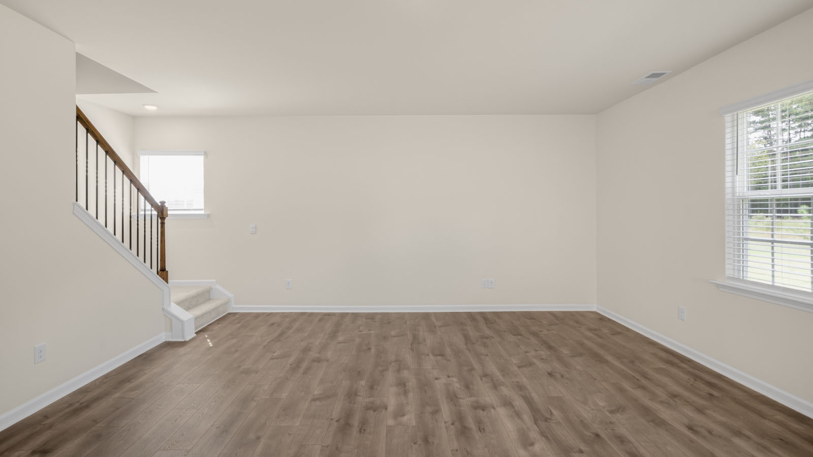 Living area with revwood flooring