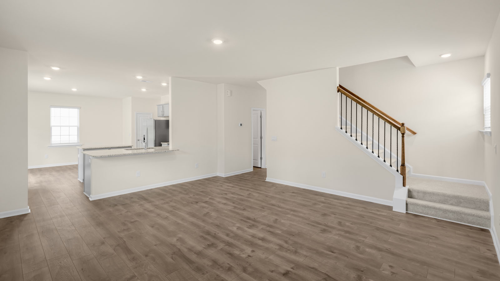 Living area with revwood flooring