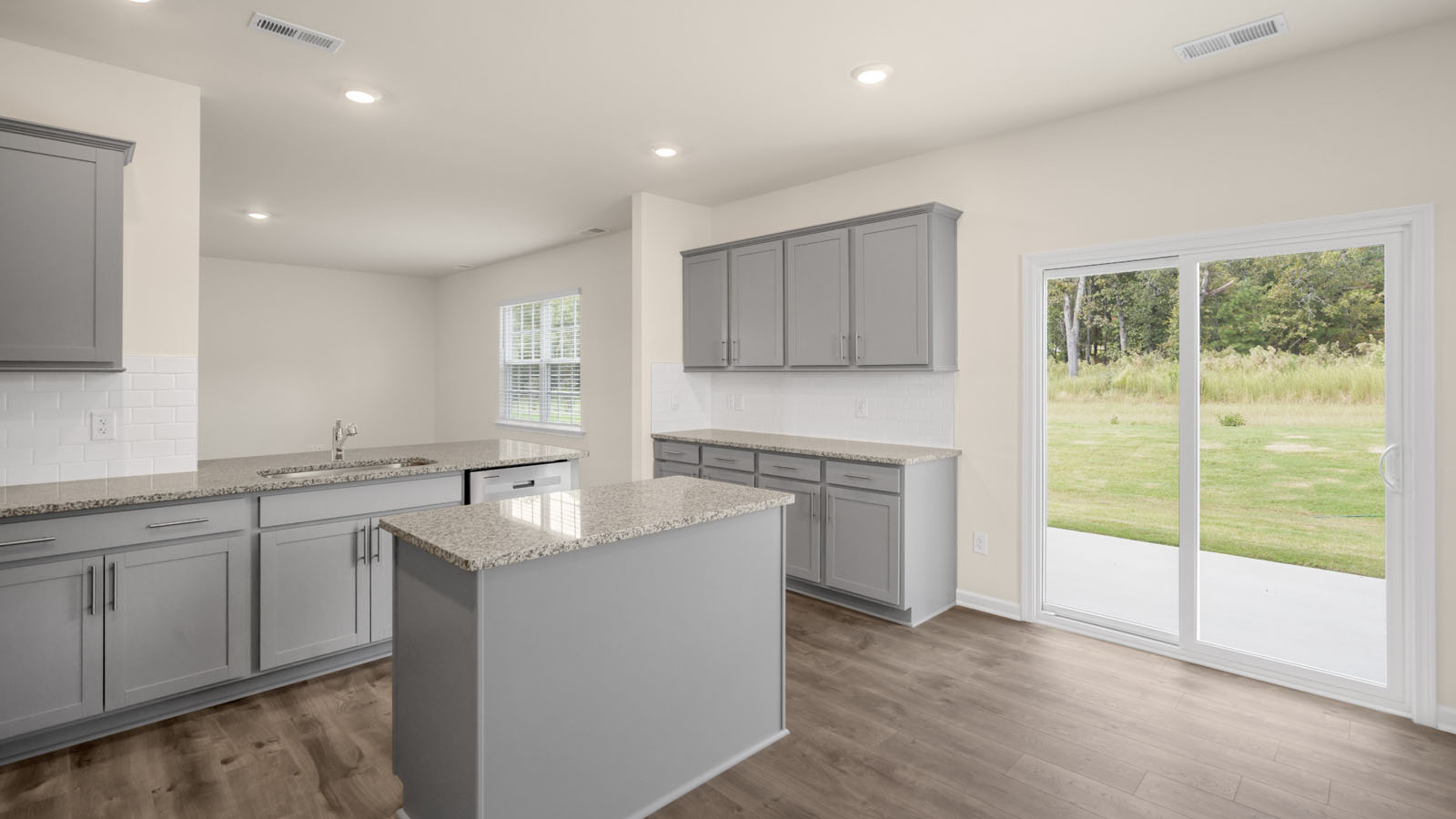 Kitchen with grey cabinets