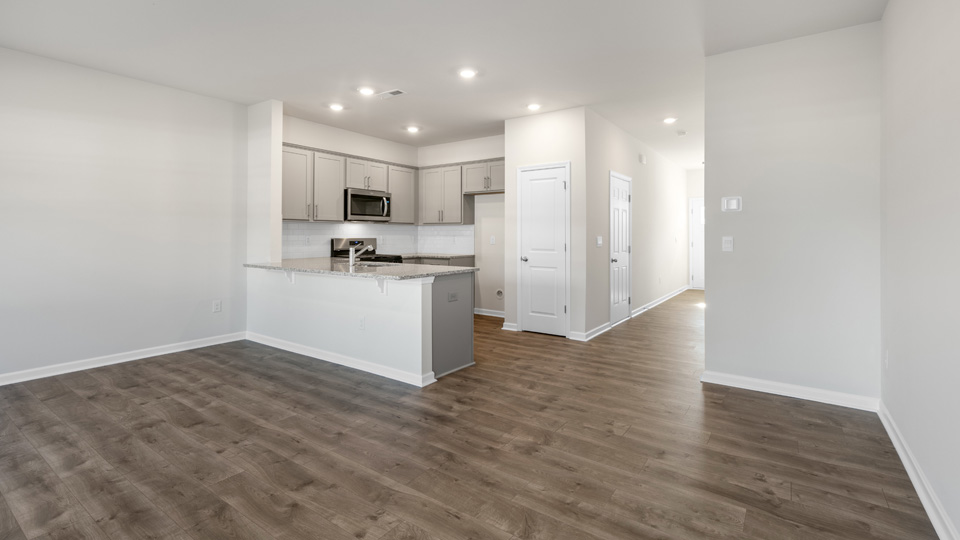 Living area with revwood flooring