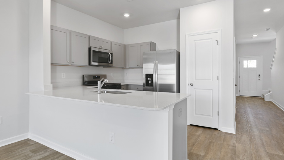 Kitchen with white cabinets