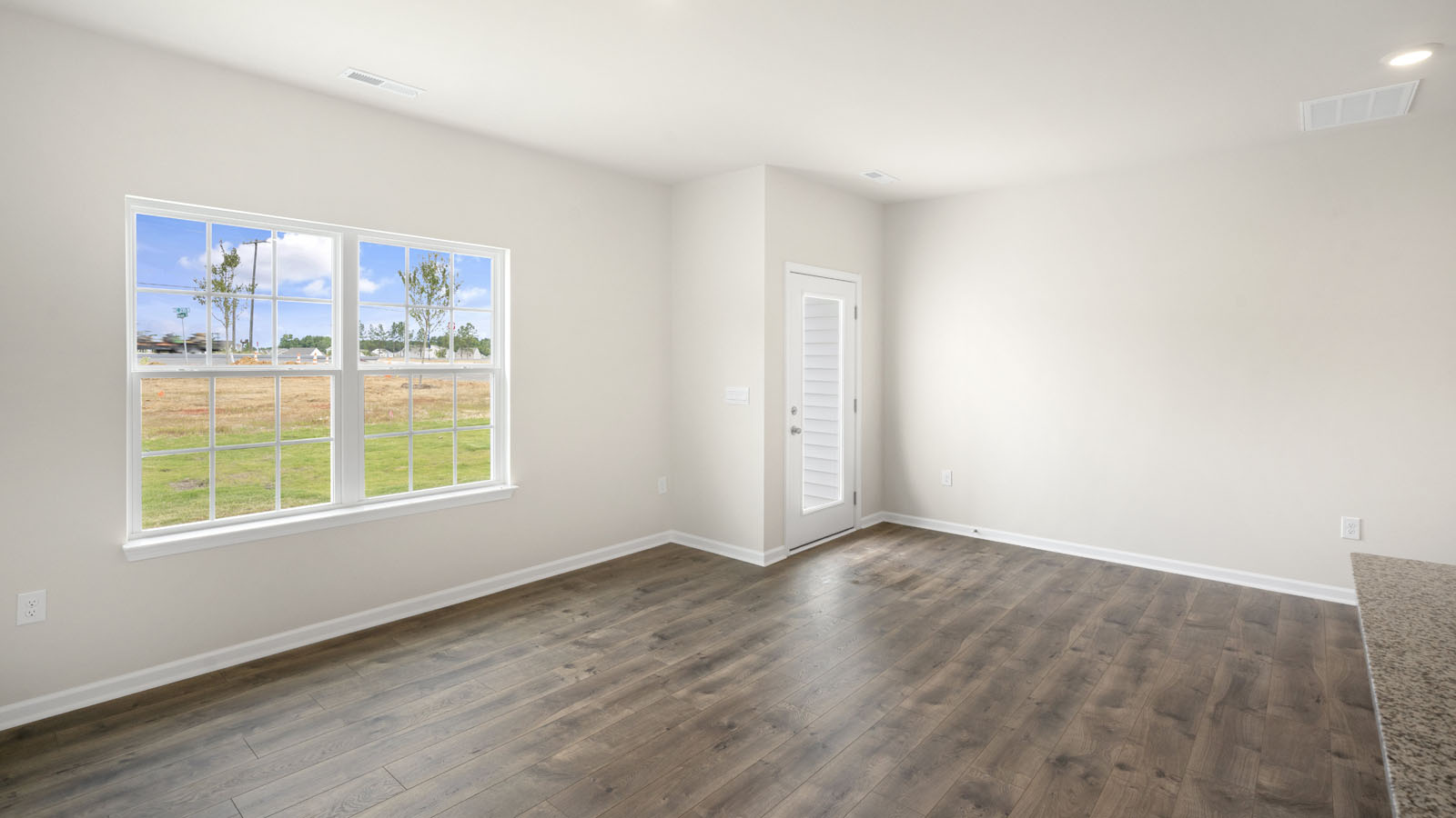 Living area with revwood flooring
